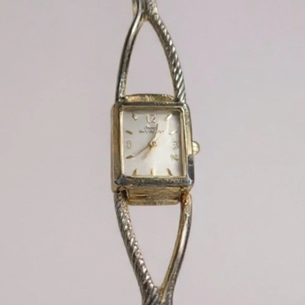 Gloria Vanderbilt Square Face Two‎ Tone Bracelet Tank Watch Women